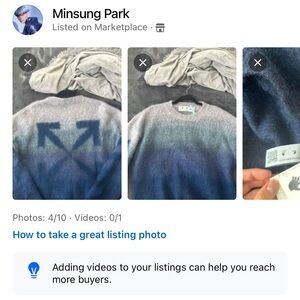 Off White Knit Knitwear sweater Blue Gradient 100% Authentic